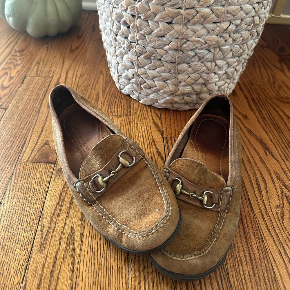 Martin Dingman Tan Suede Horse Bit Driving Loafer